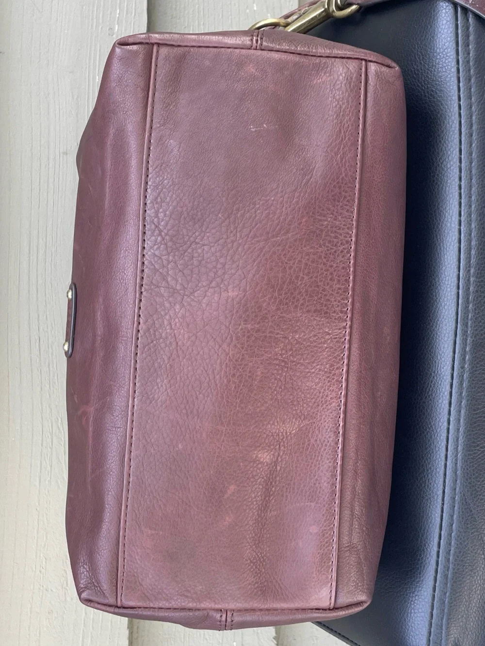 Frye Burgundy/ Brown Leather Satchel / crossbody bag with Braided Shoulder Strap